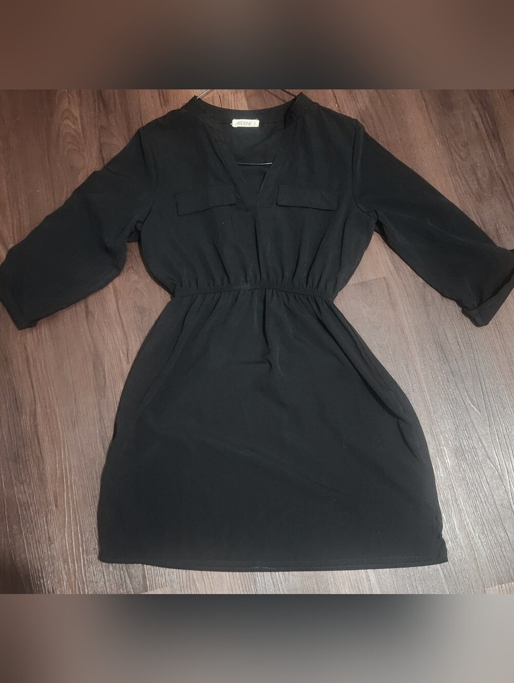 Ardene Black Long-Sleeve V-Neck Elastic-Waist Dress